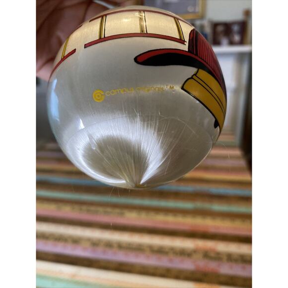 VINTAGE Satin Ball Firefighter Fire Dept 10 Christmas Ornament Fire Engine 80s - Picture 7 of 13